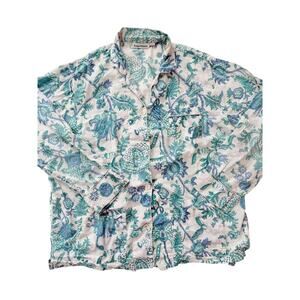 Roller rabbit long sleeve teal polo pj top - size Large